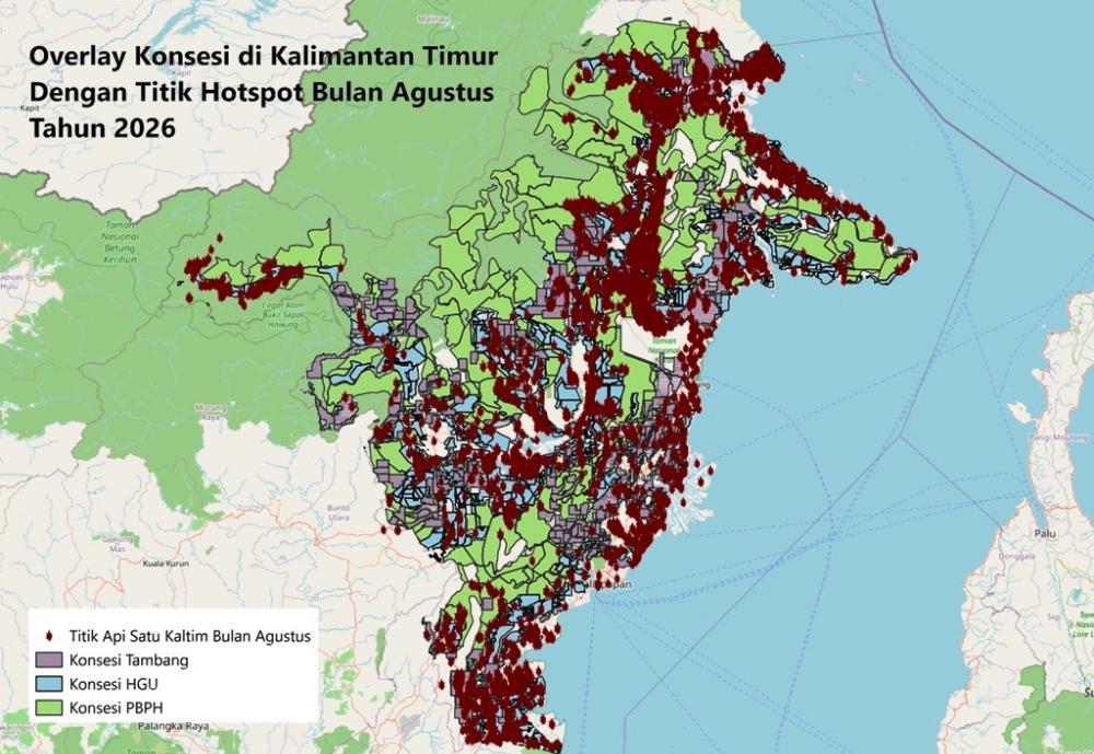 WALHI Kaltim Soroti 13.475 Titik Panas di Konsesi, Pemerintah Diminta Bertindak Tegas