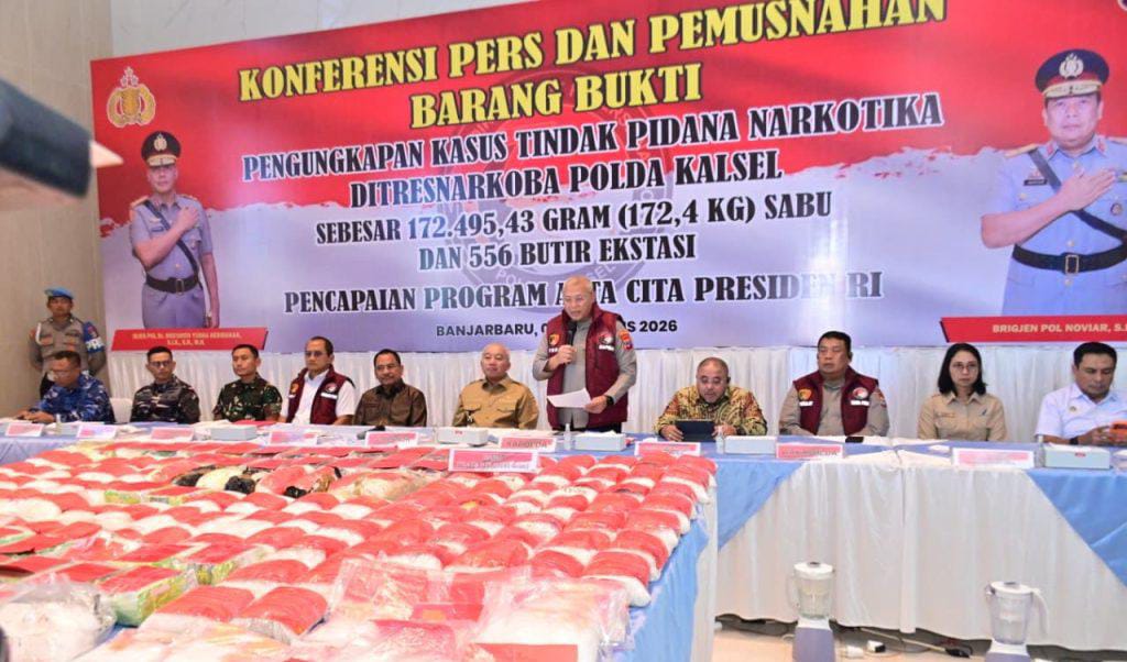 Polda Kalsel Musnahkan 172 Kg Sabu dan 556 Ekstasi, 863 Ribu Jiwa Diklaim Terselamatkan