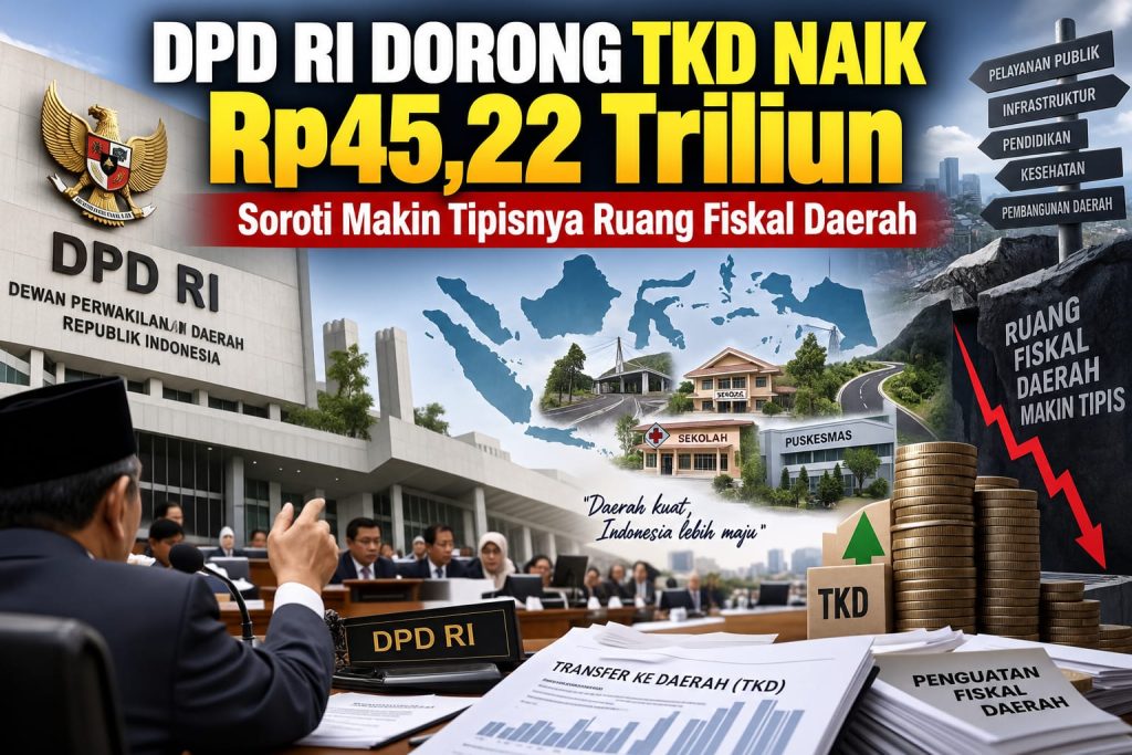 DPD RI Dorong TKD Naik Rp45,22 Triliun, Soroti Makin Tipisnya Ruang Fiskal Daerah